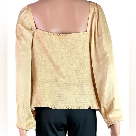 J. Crew Gold Ruched Cropped Blouse - Picture 2 of 7